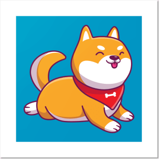 Cute Dog Shiba Inu Cartoon Posters and Art